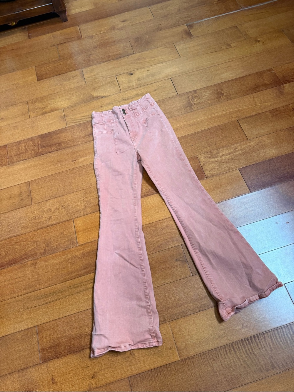 Free People WE THE FREE light terracotta orange Flared Wide-Leg Jeans sz 29